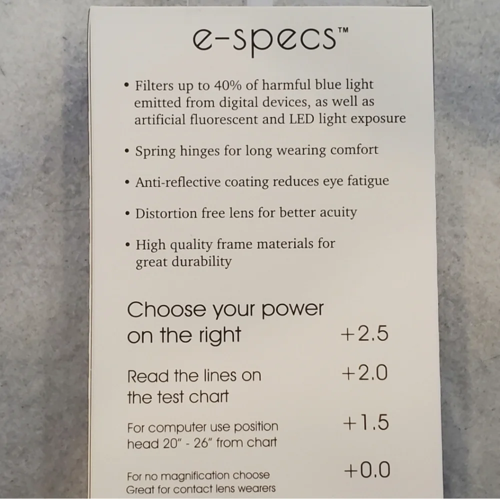 E-specs Gray Filtering Specs Gaming Computer Glasses New